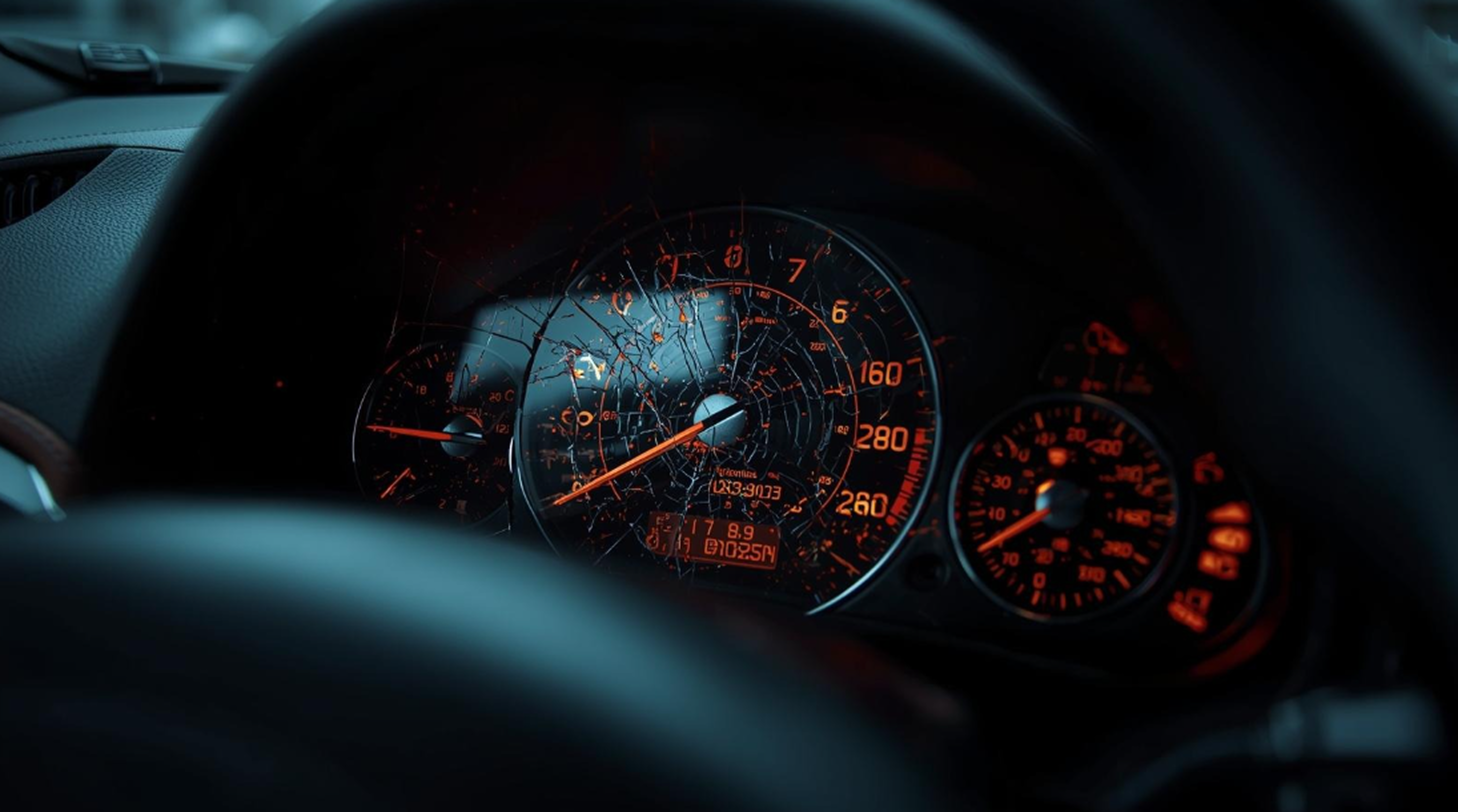 Odometer showing tampered mileage highlighting fraud concerns